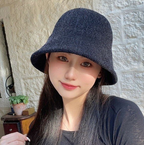 Hot chenille bucket bucket hat (E-510CHT black)