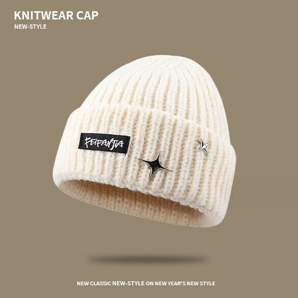 Popular fashion letter knitted hat (A-499 beige)