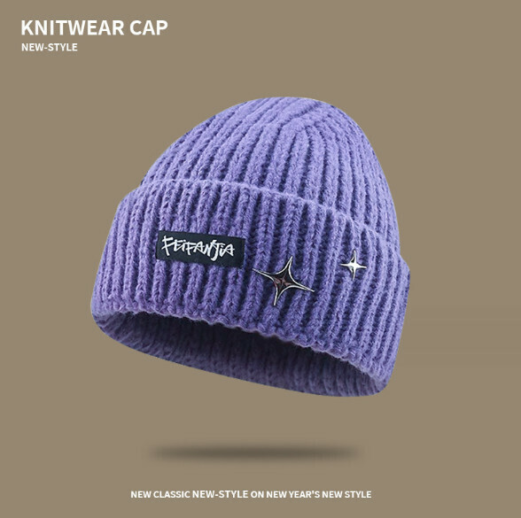 Popular fashion letter knitted hat (A-499 purple)
