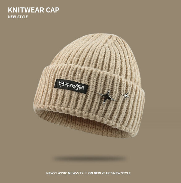Popular fashion letter knitted hat (A-499 khaki)
