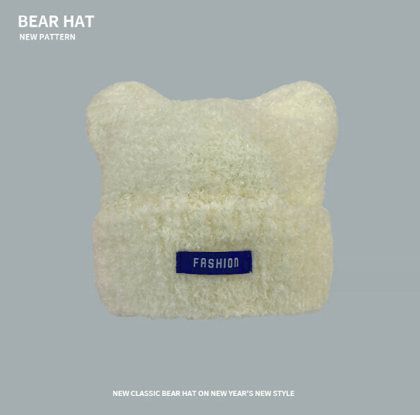 Popular cat ears lamb wool knitted hat (A-457CHT beige)