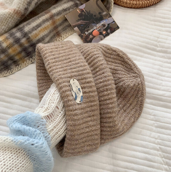 Popular loose and warm thick wool knitted hat (A-495 brown)