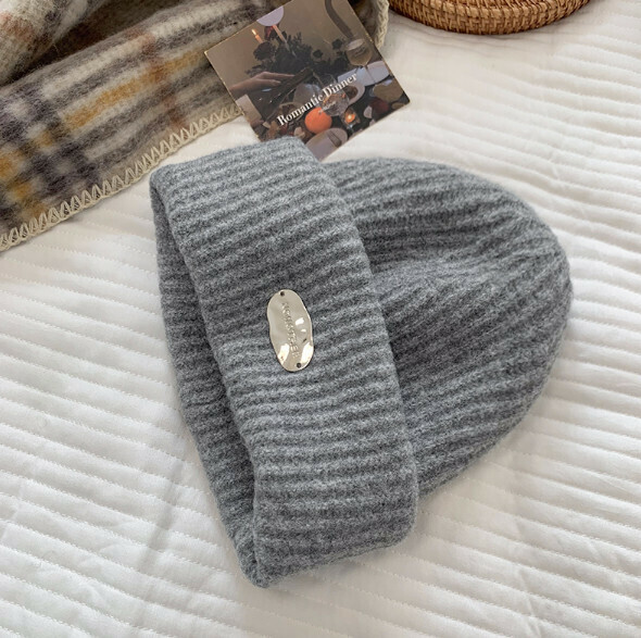 Popular loose and warm thick woolen knitted hat (A-495 dark gray)