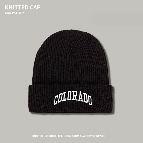 Popular letter embroidered knitted hat (A-411 black)