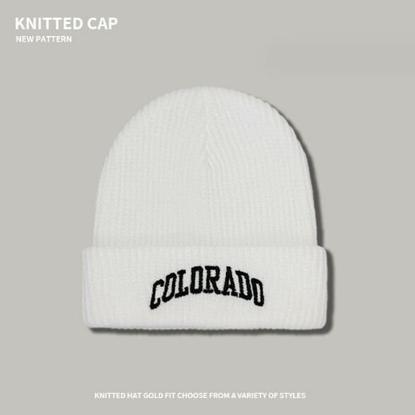 Popular letter embroidered knitted hat (A-411 white)