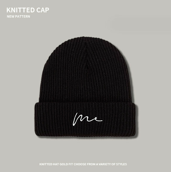 Popular letter embroidered knitted hat (A-412 black)