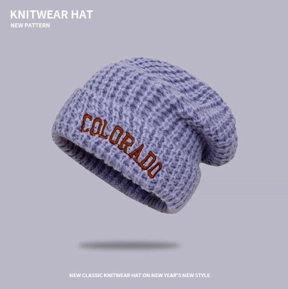 Hot style loose and versatile ear protection knitted hat (A-491 purple)