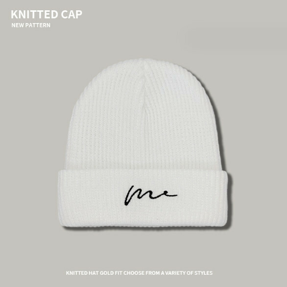 Popular letter embroidered knitted hat (A-412 white)