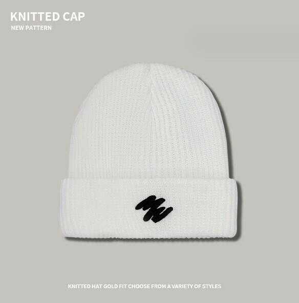 Popular letter embroidered knitted hat (A-416 white)