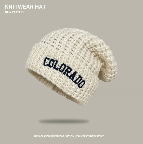 Hot style loose and versatile ear protection knitted hat (A-491 beige)