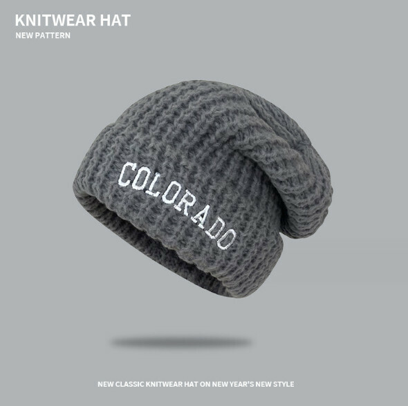 Hot style loose and versatile ear protection knitted hat (A-491 gray)