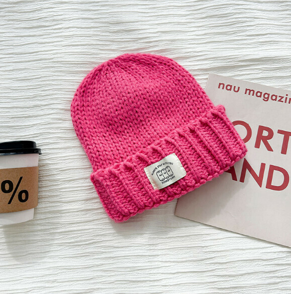 Hot style versatile loose warm knitted hat (G141 rose red)