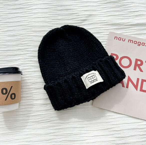Hot style versatile loose warm knitted hat (G141 black)