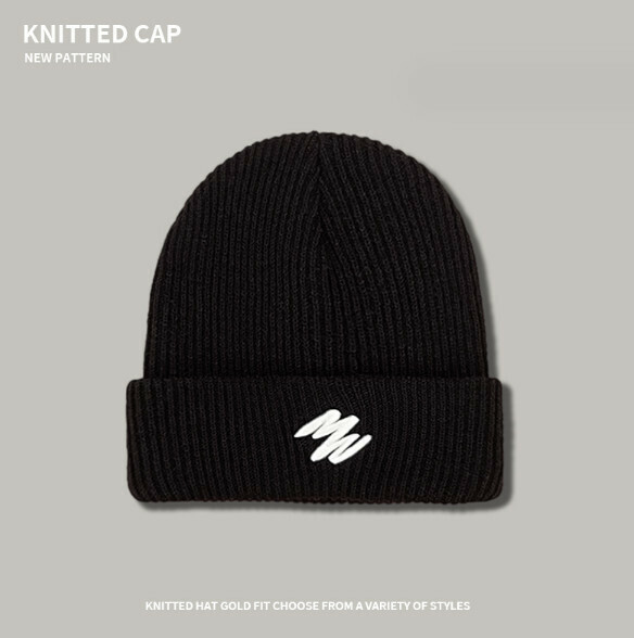 Popular letter embroidered knitted hat (A-416 black)
