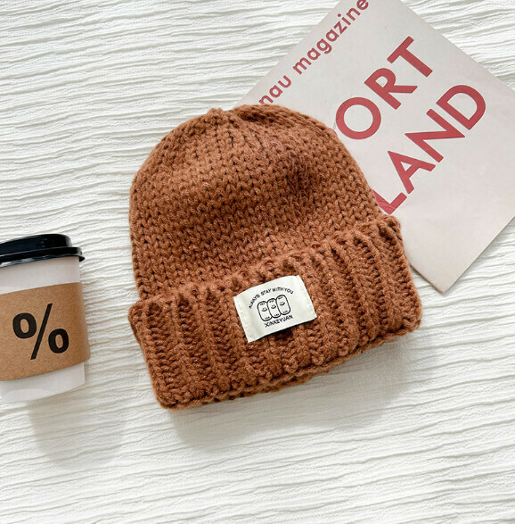 Hot style versatile loose warm knitted hat (G141 brown)