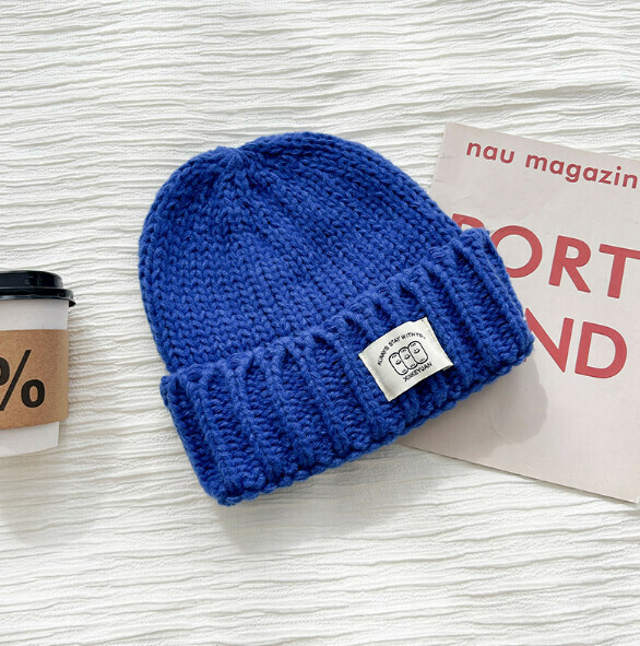 Hot style versatile loose warm knitted hat (G141 blue)