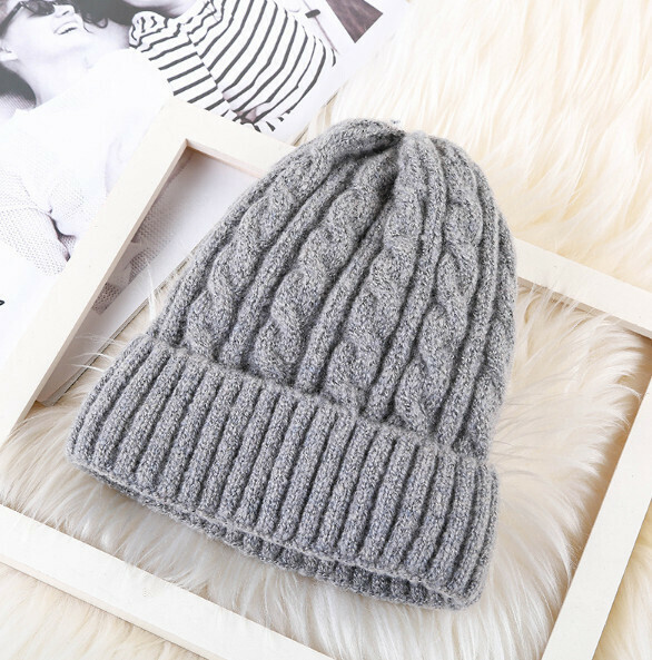 Popular twist and velvet mohair knitted hat (A-111 gray)
