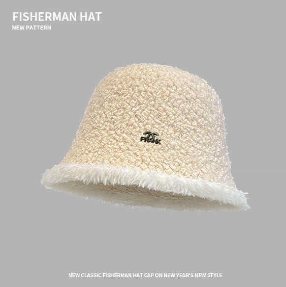 Popular versatile lambswool bucket hat (E-573 beige)