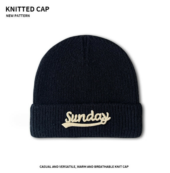 Popular versatile ear protection knitted hat (A-487 black)