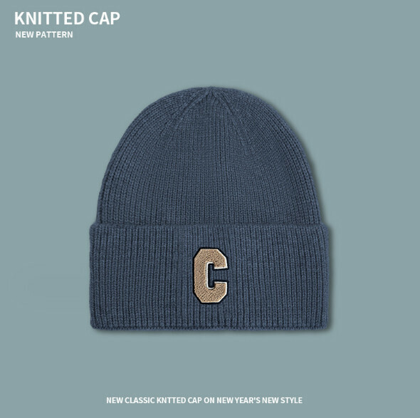 Popular letter C versatile knitted hat (A-480 dark gray)