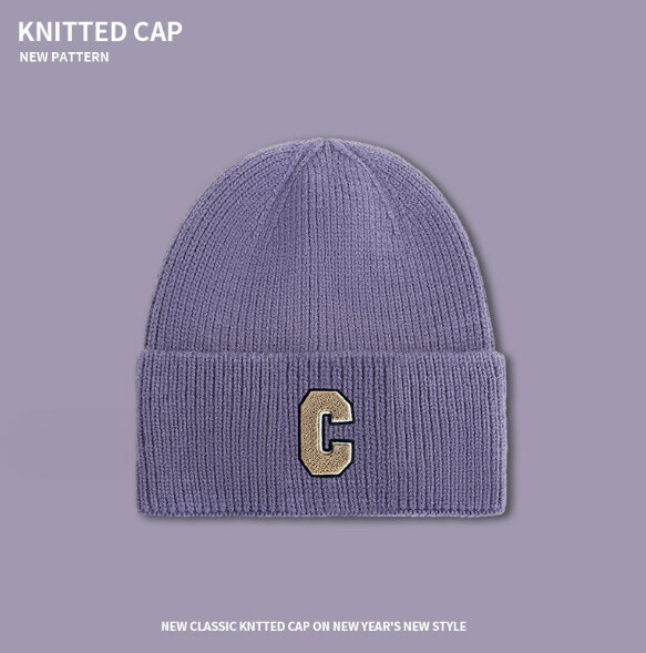 Popular letter C versatile knitted hat (A-480 purple)