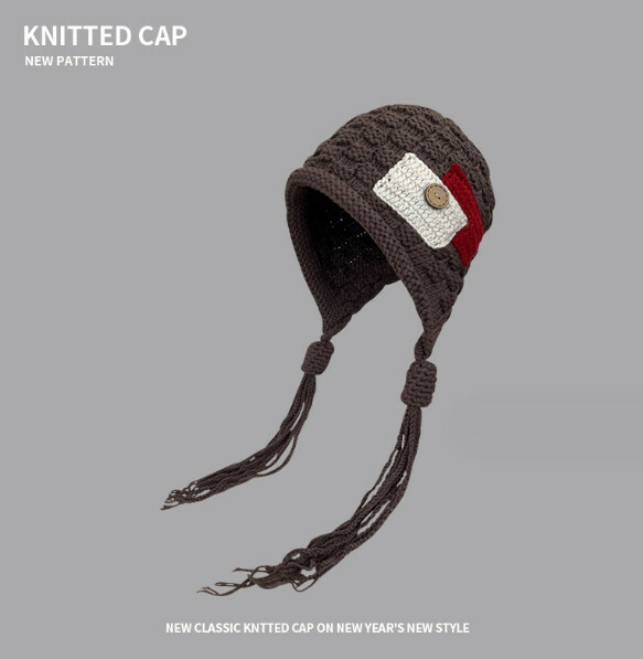 Popular warm and ear-protecting retro knitted hat (G110CHT brown)