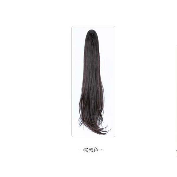 New [Special Offer] Women's Ponytail Wig, Slightly Curly Long Ponytail Piece (Brown Black Clip Ponytail)