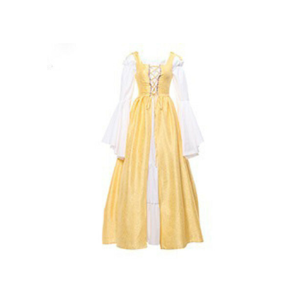 New retro dress performance costume [S-5XL] [yellow] (contact customer service after placing the order to confirm the delivery size)