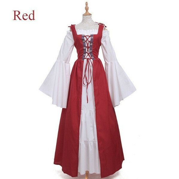 New retro dress performance costume [S-5XL] [red] (contact customer service after placing the order to confirm the delivery size)