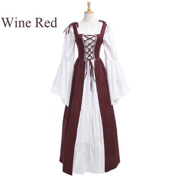 New retro dress performance costume [S-5XL] [burgundy] (contact customer service after placing the order to confirm the delivery size)