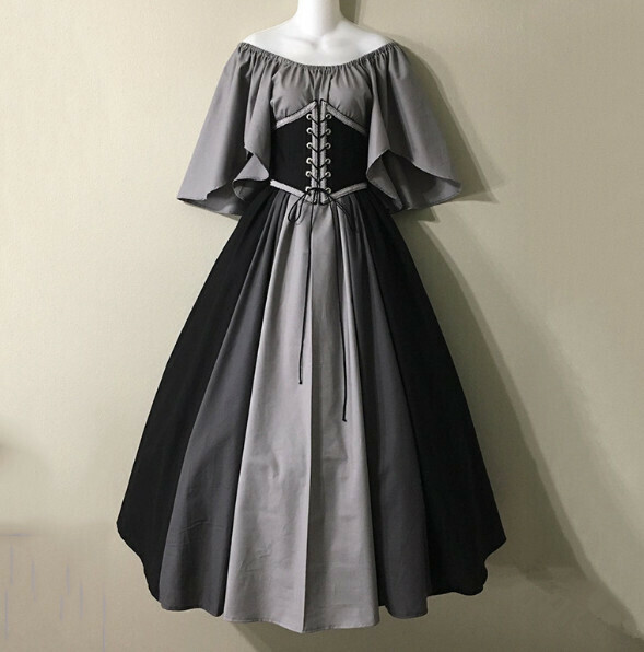 New retro dress performance costume [S-4XL] [Gray] (contact customer service after placing the order to confirm the delivery size)