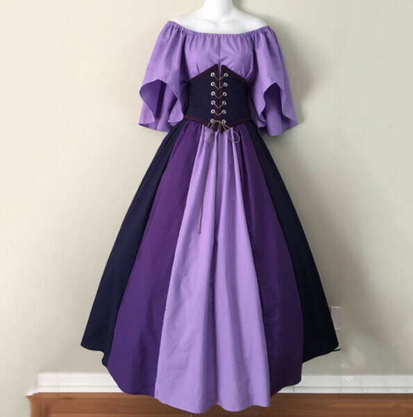 New retro dress performance costume [S-4XL] [Purple] (contact customer service after placing the order to confirm the delivery size)