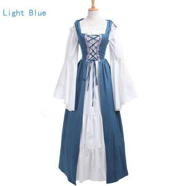 New retro dress performance costume [S-5XL] [Light Blue] (contact customer service after placing the order to confirm the delivery size)