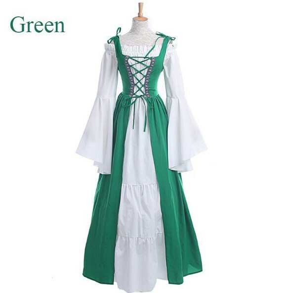 New retro dress performance costume [S-5XL] [Green] (contact customer service after placing the order to confirm the delivery size)