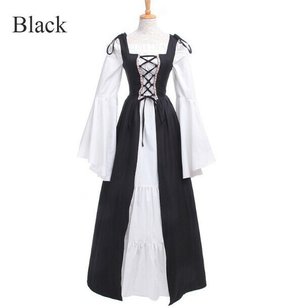New retro dress performance costume [S-5XL] [Black] (Contact customer service after placing the order to confirm the delivery size)