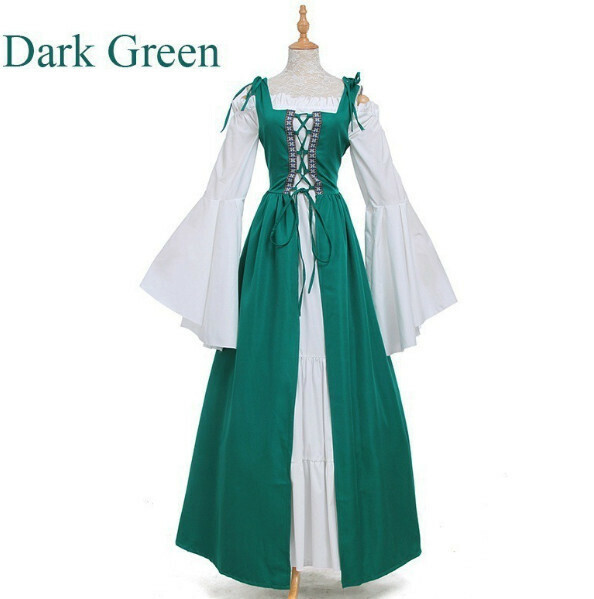 New retro dress performance costume [S-5XL] [Dark Green] (contact customer service after placing the order to confirm the delivery size)