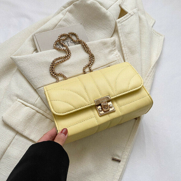 New chain armpit bag, versatile small square bag [yellow]