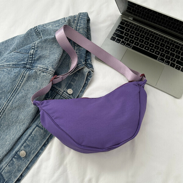 New solid color versatile one-shoulder crossbody bag casual dumpling bag [Purple]