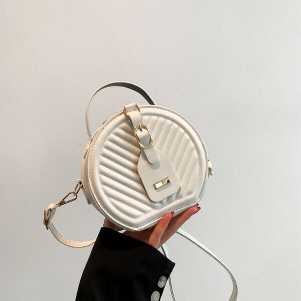 New versatile shoulder crossbody bag small round bag [white]