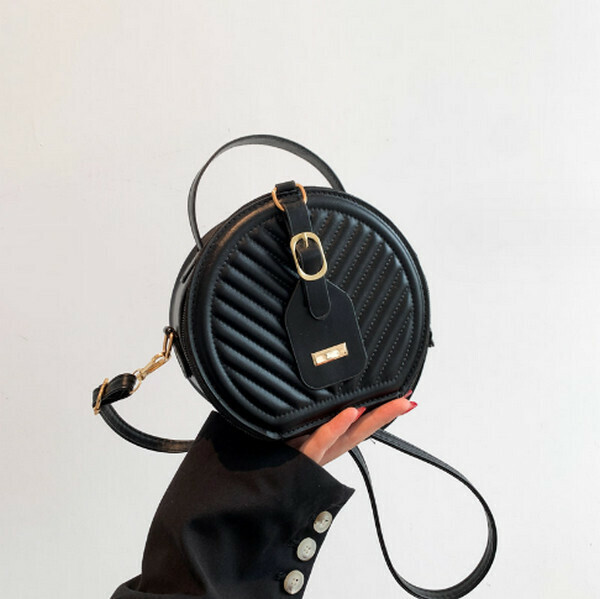 New versatile shoulder crossbody bag small round bag [black]
