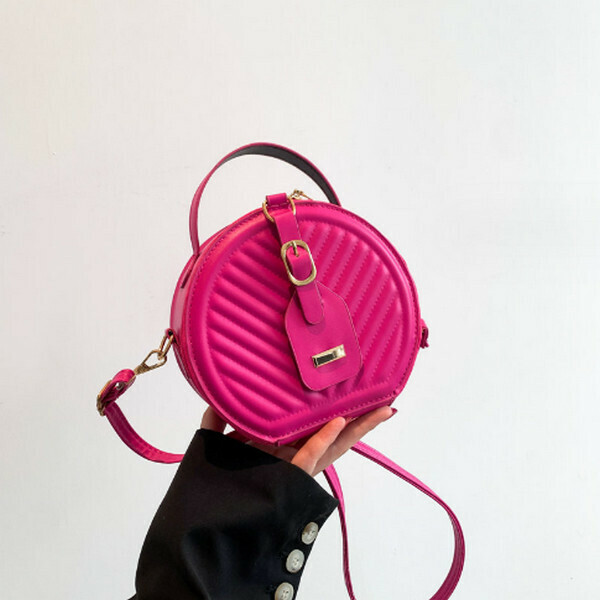 New versatile shoulder crossbody bag small round bag [rose red]