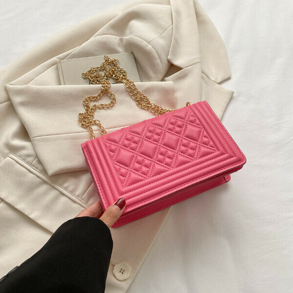 New chain armpit bag versatile crossbody small square bag [pink]