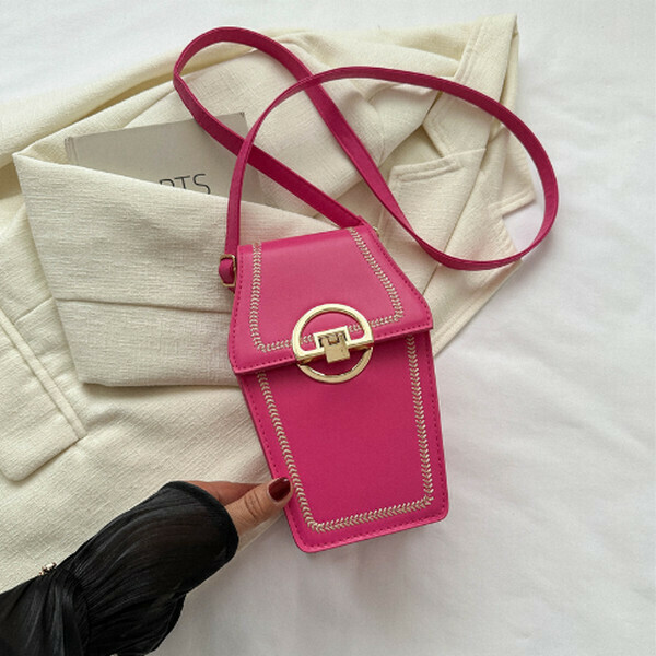 New Mini Lock Small Bag Versatile Crossbody Mobile Phone Bag [Rose Pink]