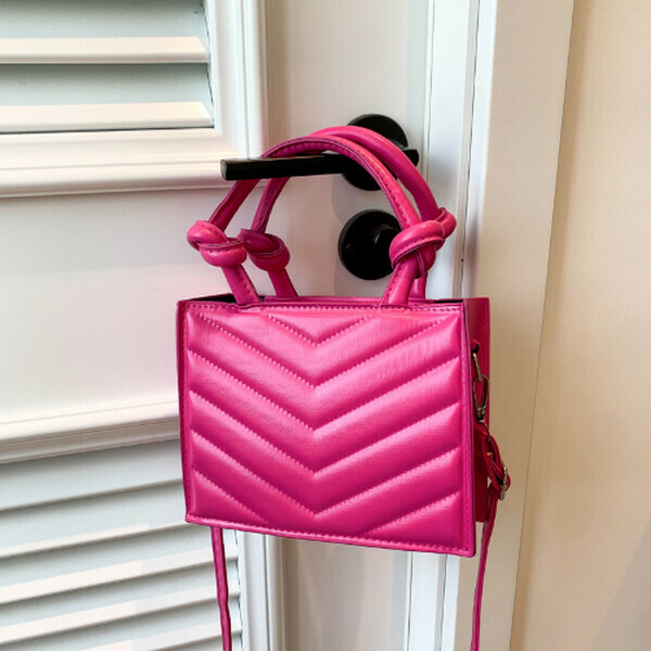 New solid color knotted handbag shoulder crossbody bag [rose red]
