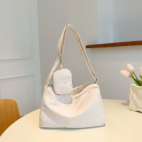 New versatile solid color shoulder bag and crossbody bag [off-white]