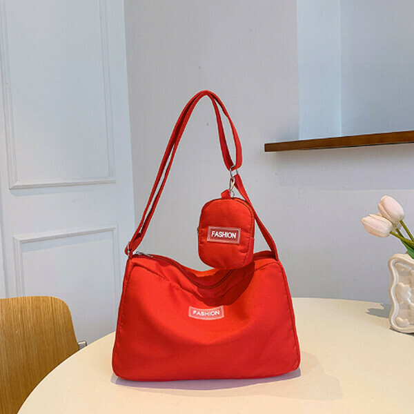 New versatile solid color shoulder bag and crossbody bag [red]