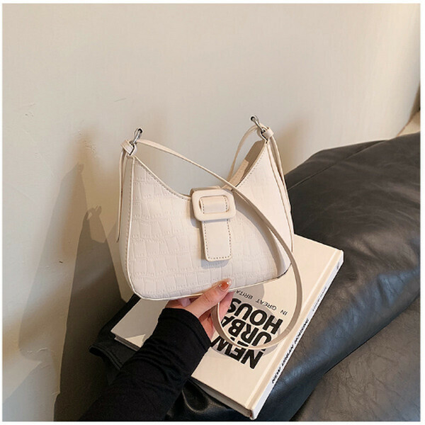 New versatile solid color single shoulder crossbody bag [white]