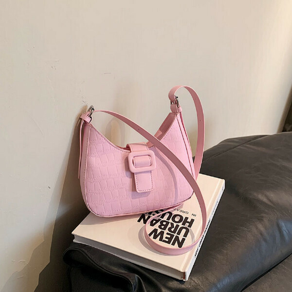 New versatile solid color single shoulder crossbody bag [pink]