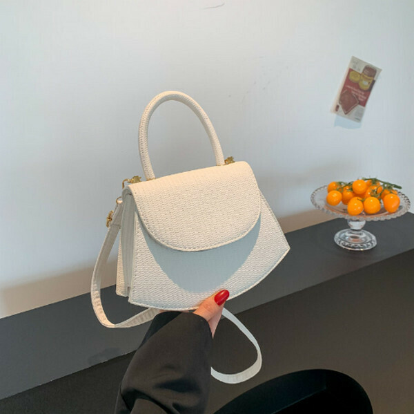 New versatile solid color handbag shoulder crossbody bag [white]