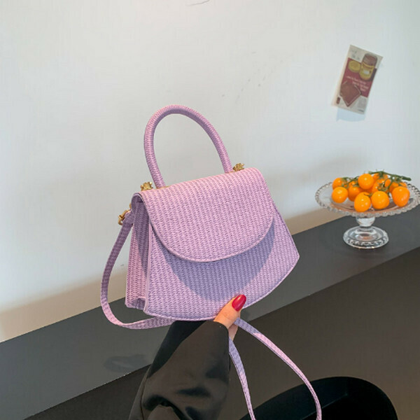 New versatile solid color handbag shoulder crossbody bag [Purple]